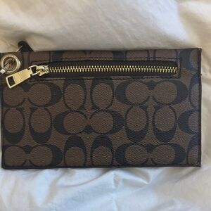 Coach Brown and Black Logo Wristlet